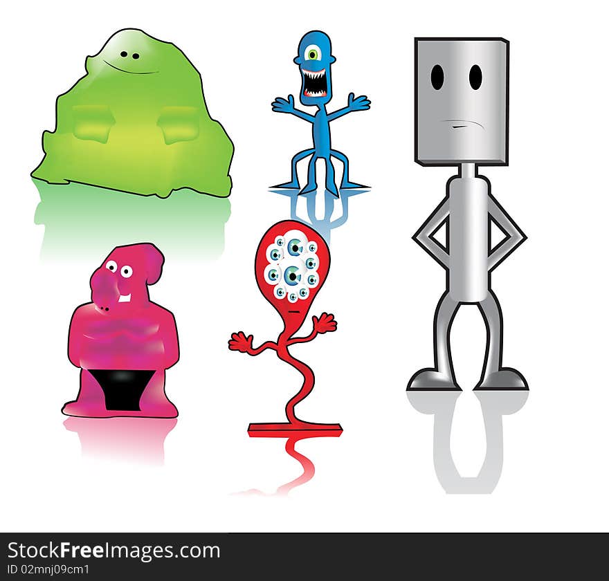 Funny monsters vector illustration on white background