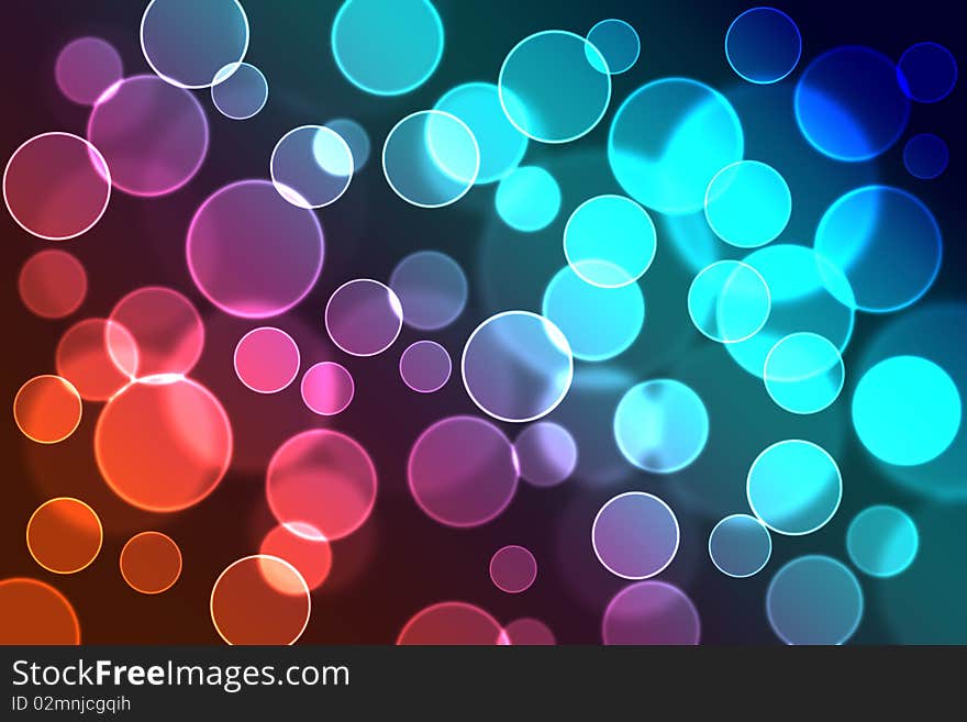 Colorful Christmas bokeh background with circles