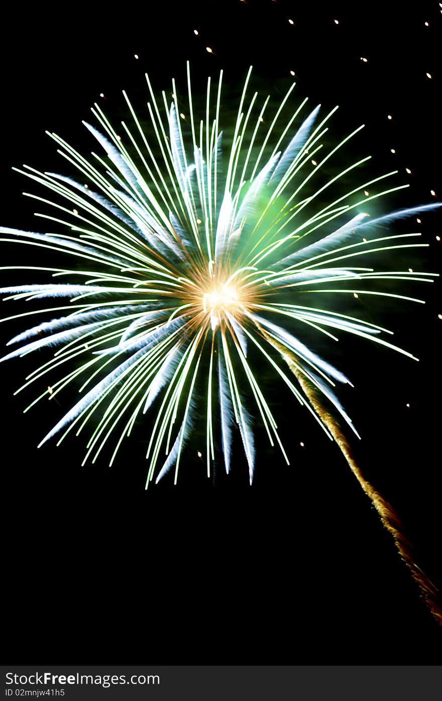 Beautiful Green Firework exploding in the night sky. Beautiful Green Firework exploding in the night sky