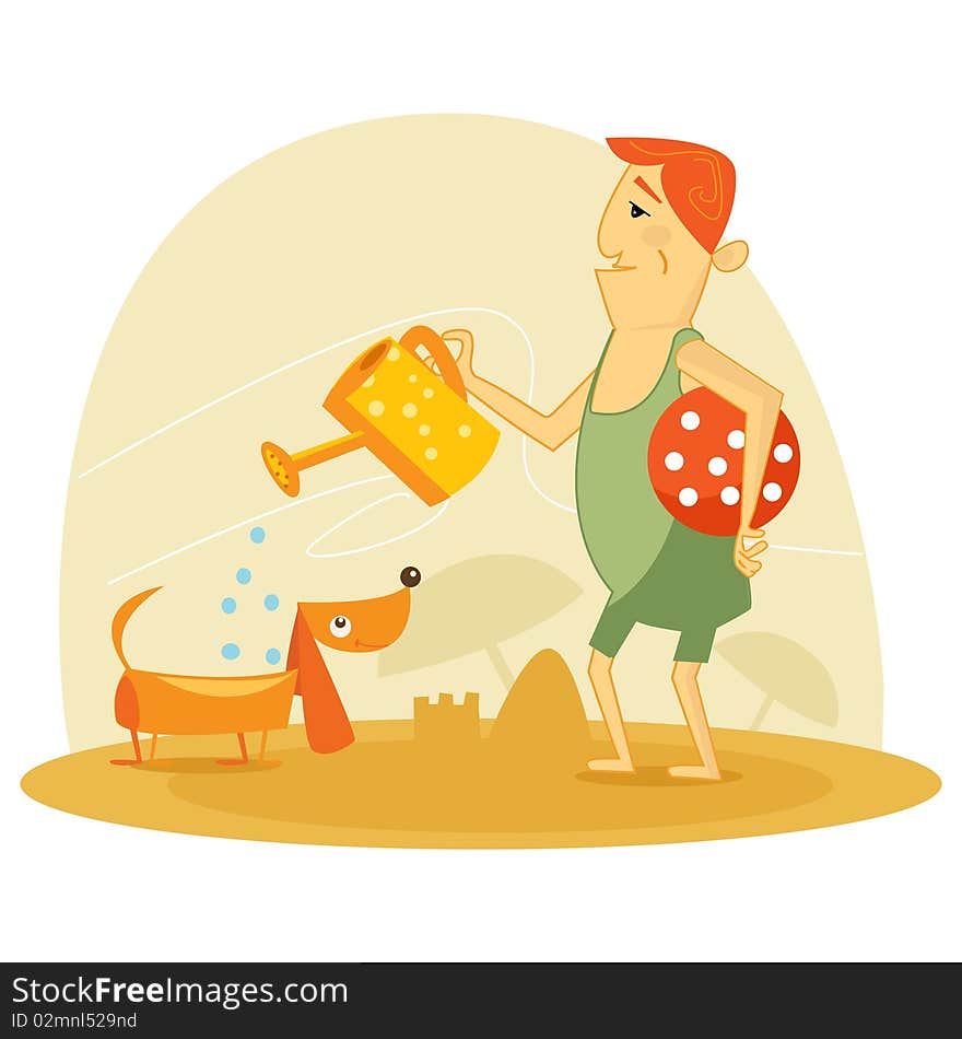 Play at the beach, vector illustration