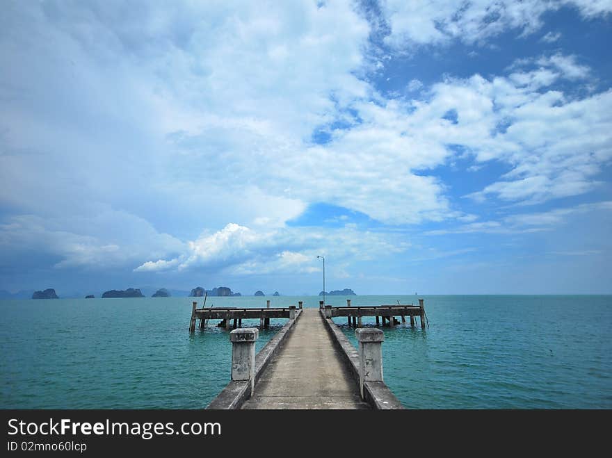 Bridge filed sea. concrete long. Bridge filed sea. concrete long