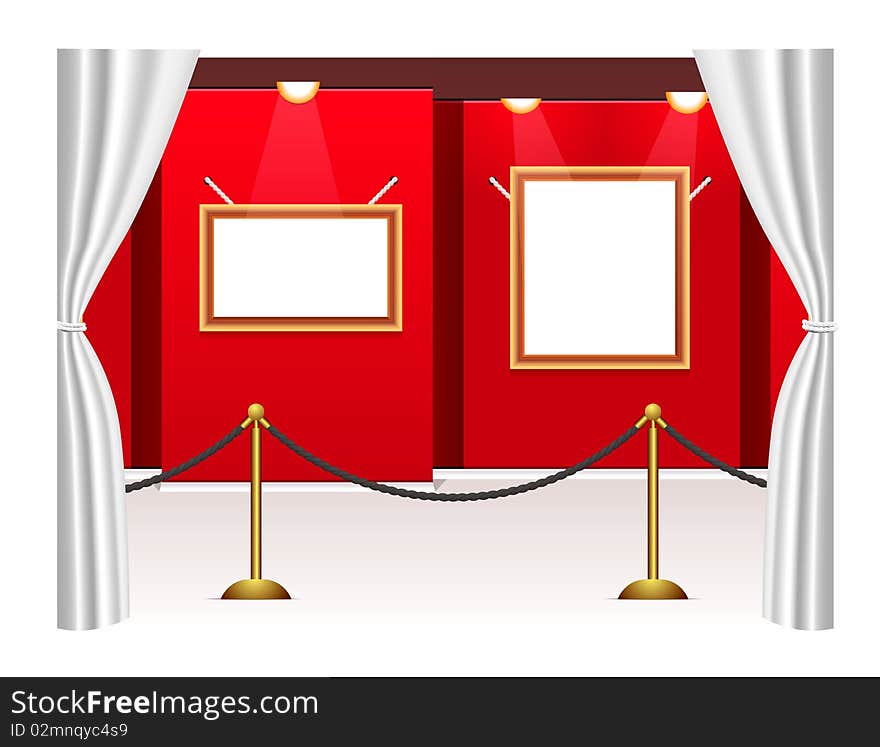 Picture gallery with frameworks. Vector illustration