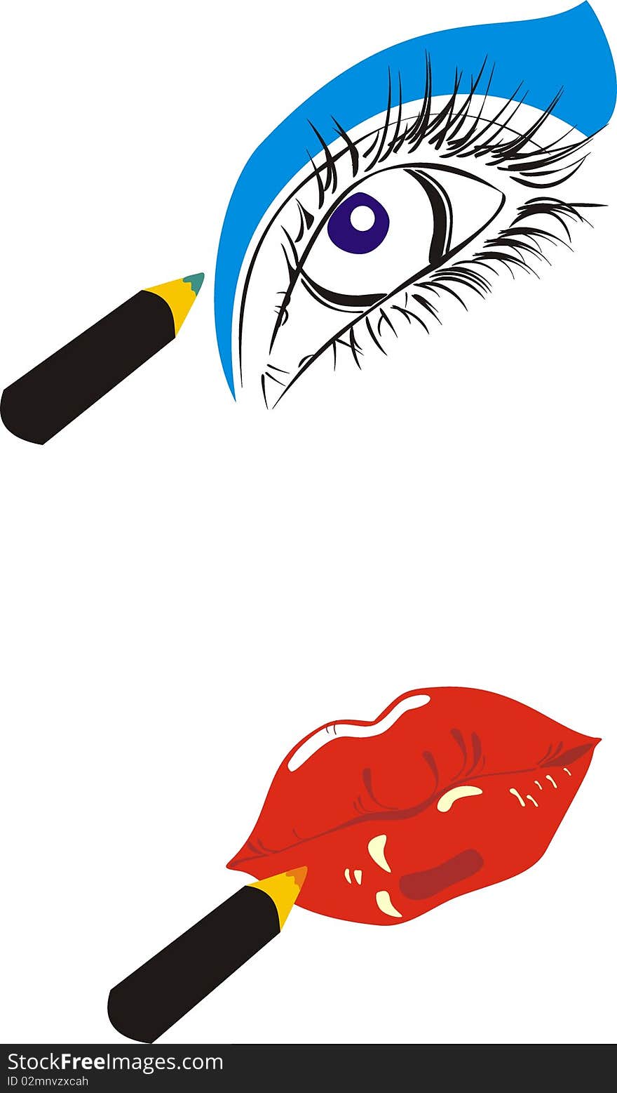 Stilyzed vector romantic woman's eye and lips. Stilyzed vector romantic woman's eye and lips