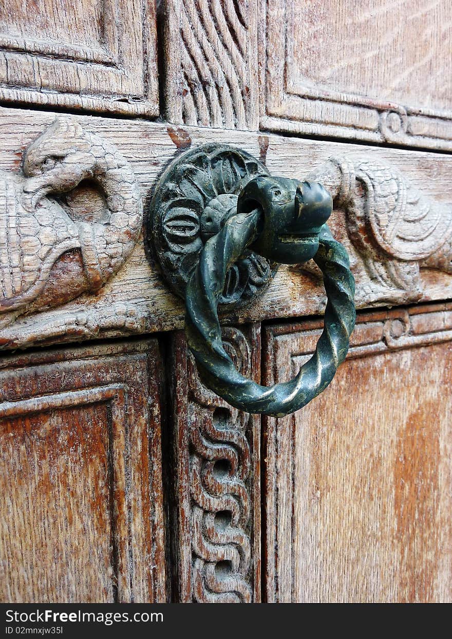 Antique door of medieval Greek church