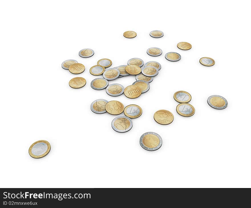 Euro coins isolated on white background. Euro coins isolated on white background