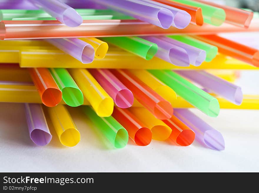 Color straw on the white background. Color straw on the white background