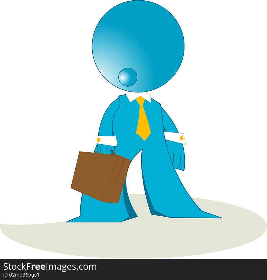 Blueman Businessman Cartoon