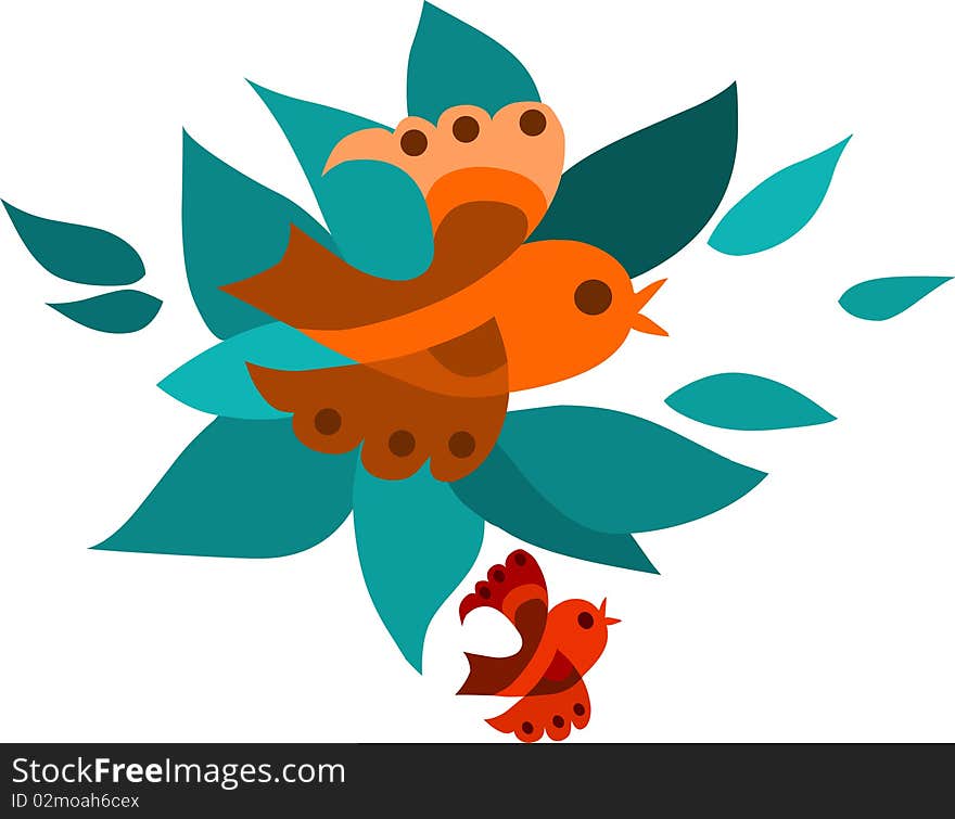 Orange and red fling birds