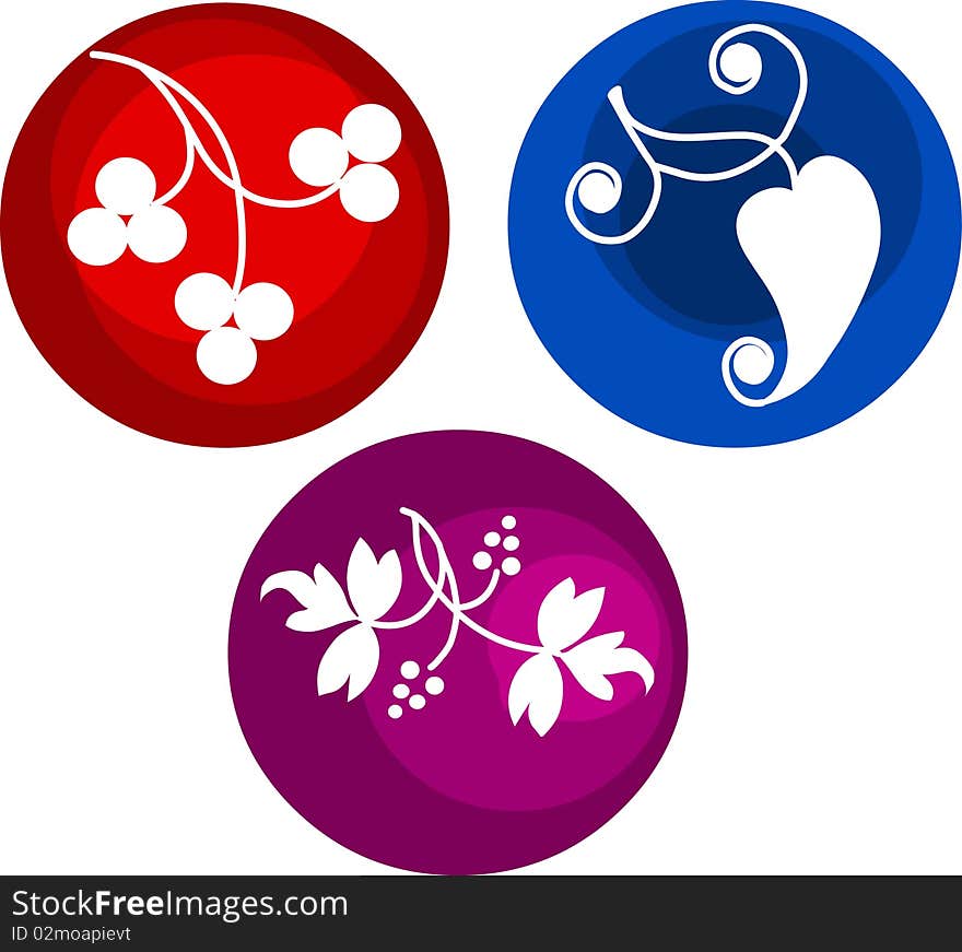 Flowers icon set and graphic elements, illustration