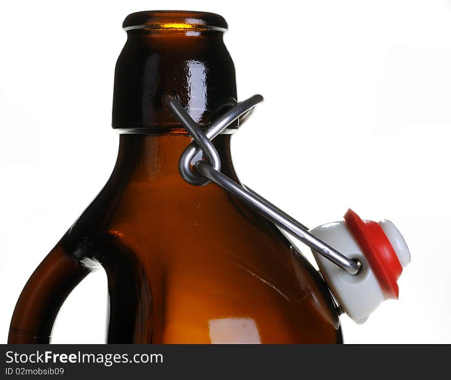 Old beer bottle isolated on white