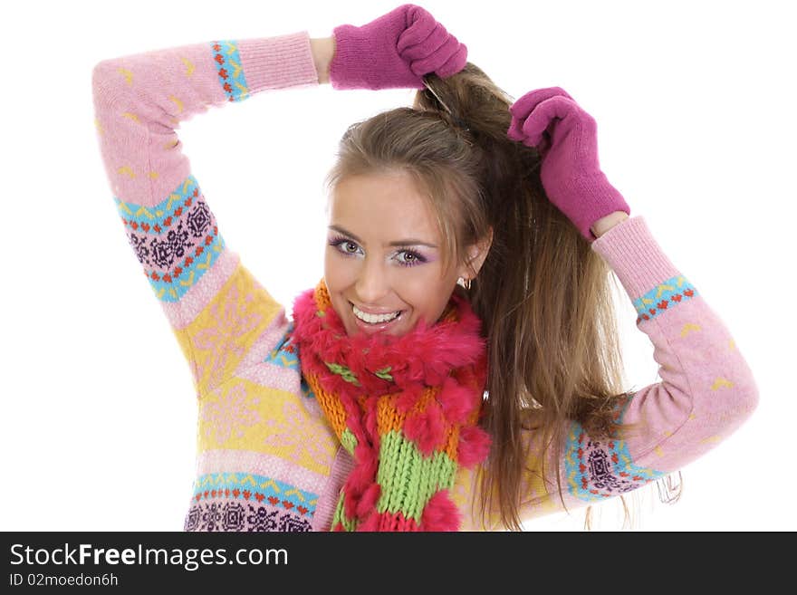 Winter happy young woman