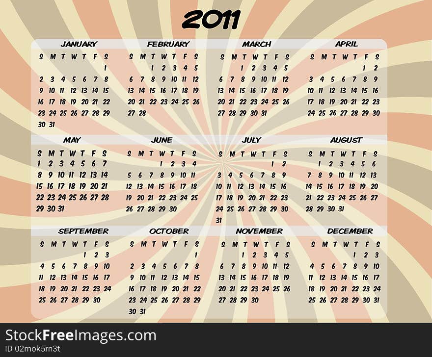 2011 Full Year Transparent Swirl Calendar