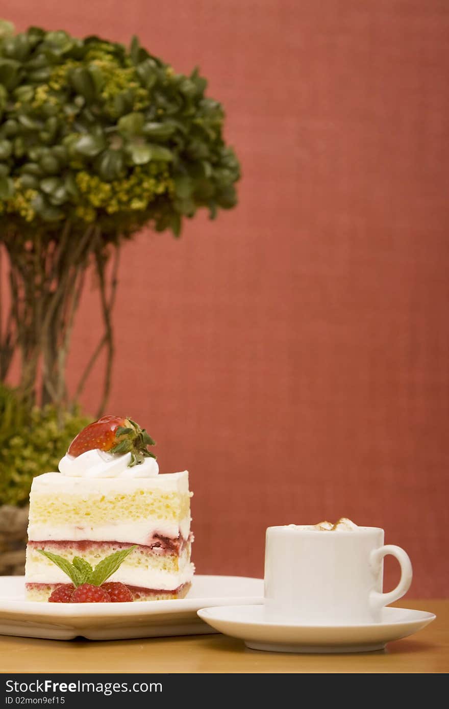 Slice of cake and coffee. Slice of cake and coffee