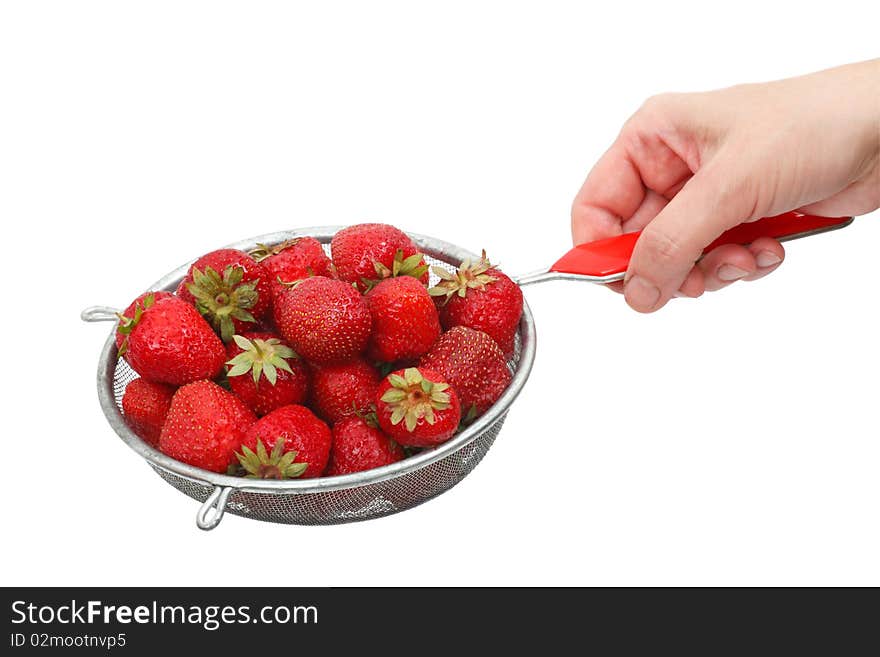 Strawberries in a colander