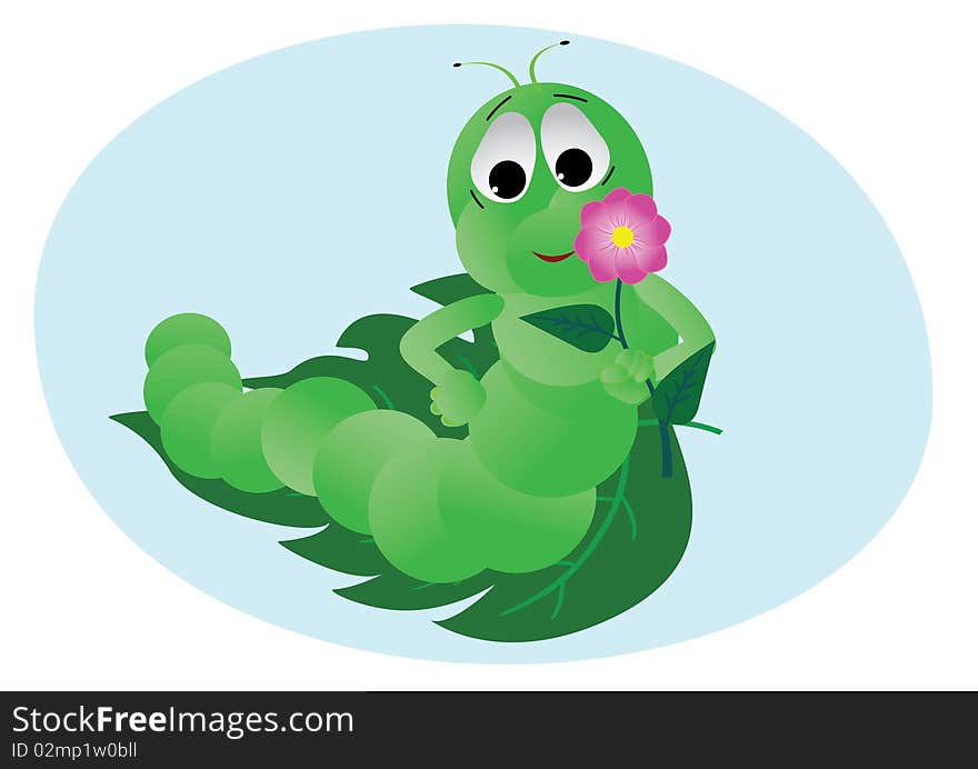 Caterpillar with flower. vector illustration. Caterpillar with flower. vector illustration