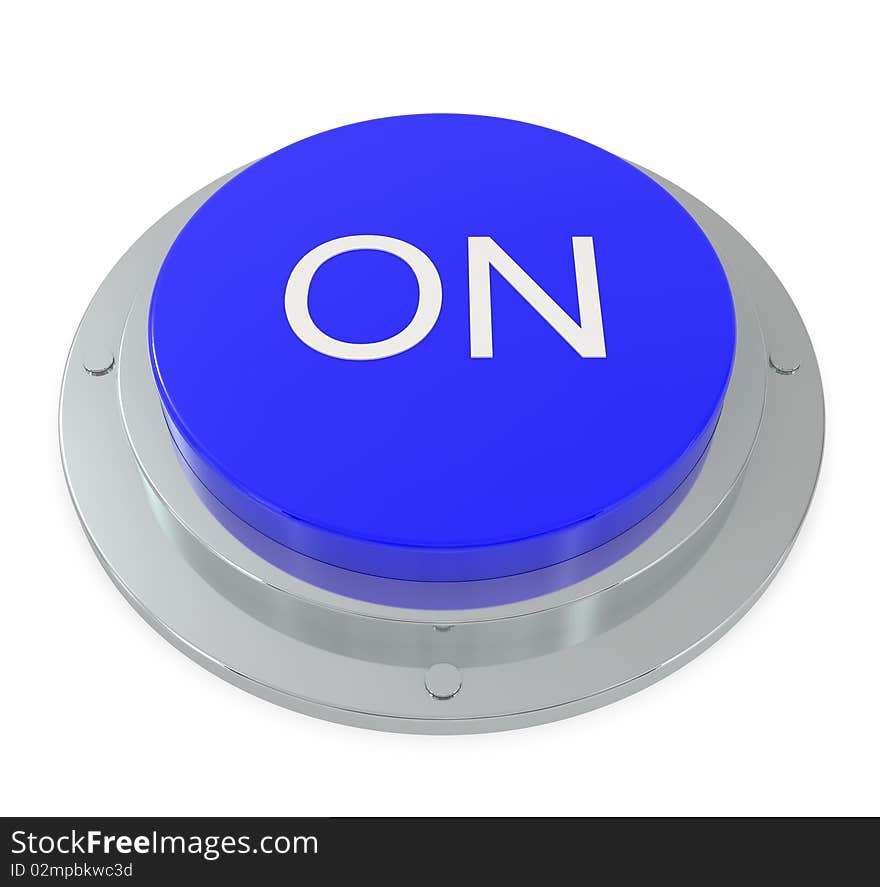 Blue Button Isolated On White