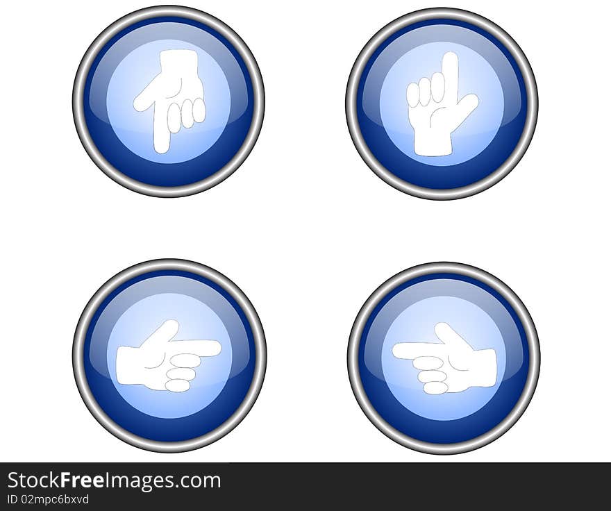 Illustration of glass web buttons with human hand