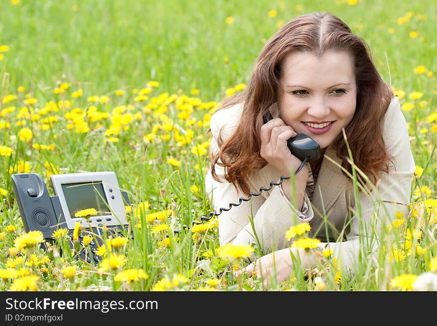 Business of the lady  on the nature. Business of the lady  on the nature