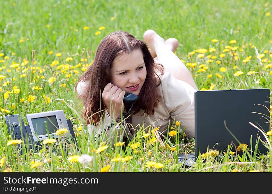 Business of the lady  on the nature. Business of the lady  on the nature