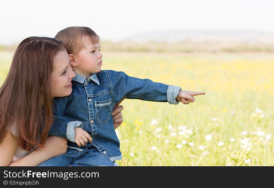 Mum with the son on the nature. Mum with the son on the nature