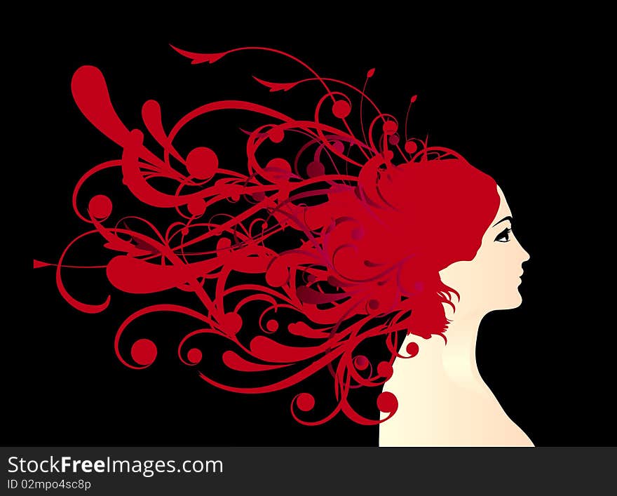 Abstract style woman and hair vector. Abstract style woman and hair vector