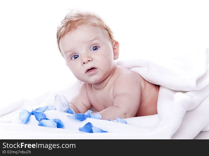 Baby In Bed Of Flowers