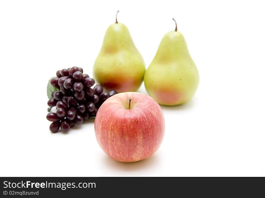 Fresh fruit onto white background