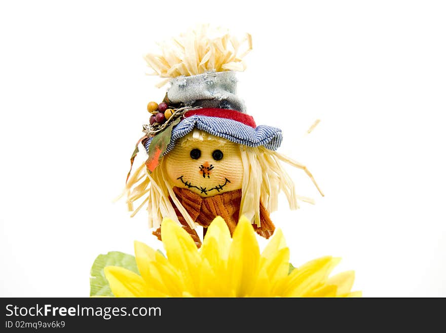 Straw doll with sunflower