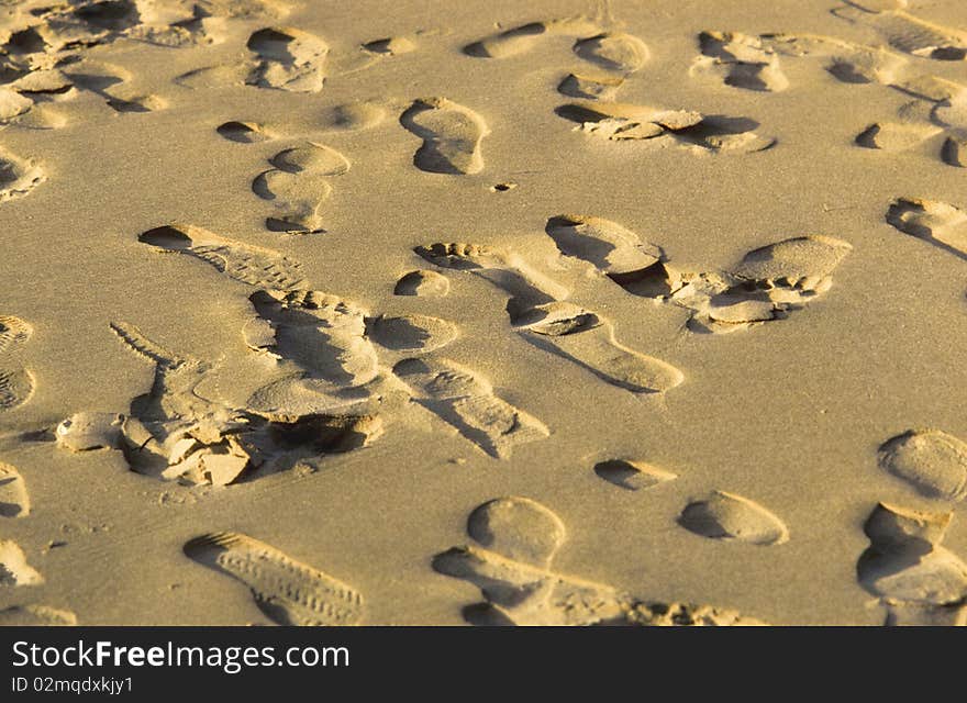 Marks Of Footspeps In Fine Sand