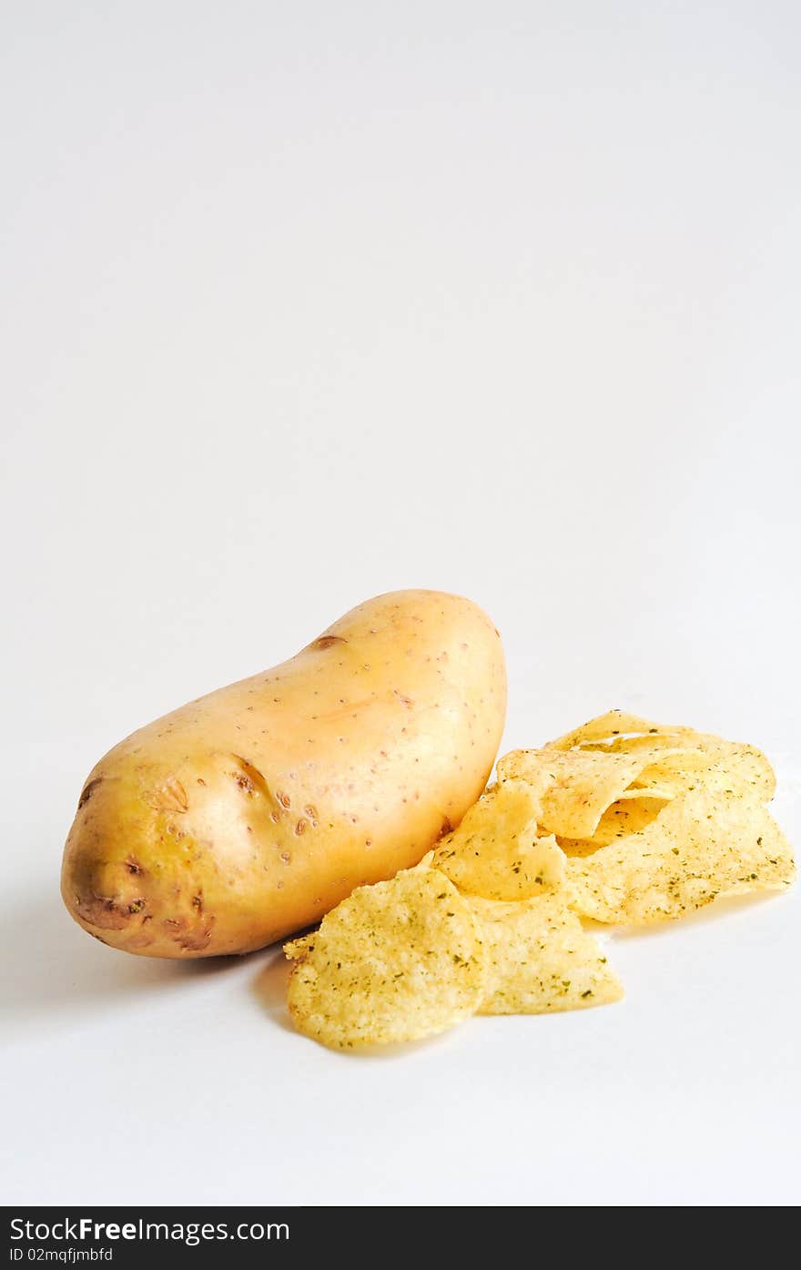 Potatoes on white background close up shoot