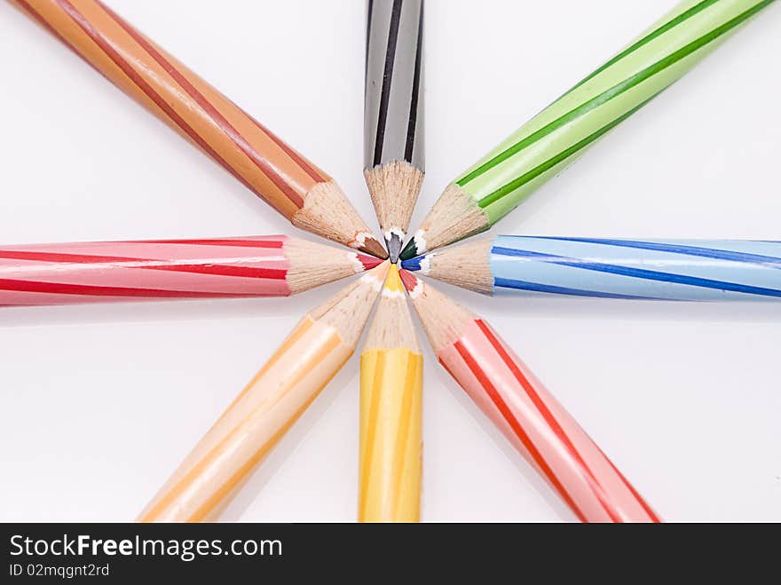 Group of Colour Pencil in white