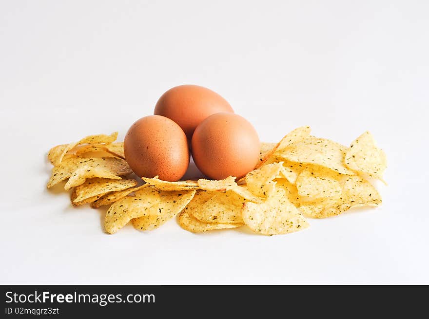 Potatoes on white background close up shoot