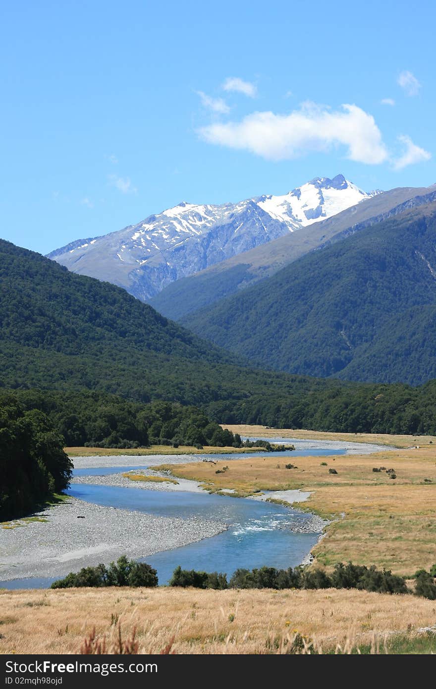 Overlooking the Makarora river, in the Otago region of New Zealand. Overlooking the Makarora river, in the Otago region of New Zealand.