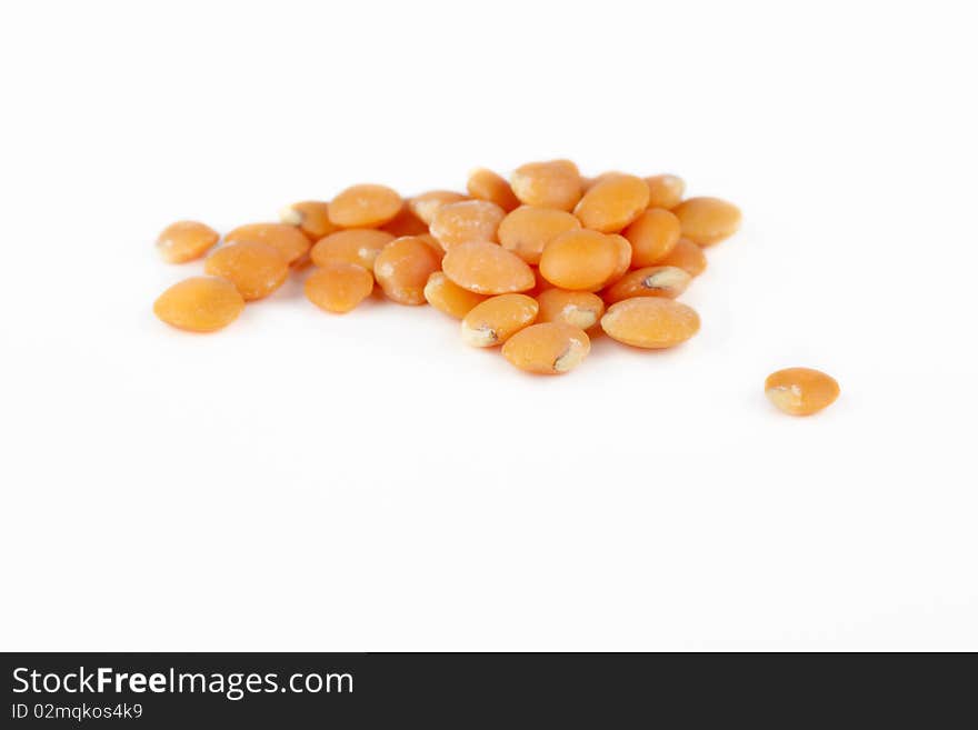 Red Lentils On White