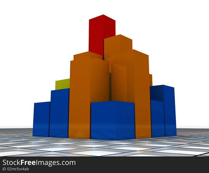 Business bar graph. High quality 3d render.