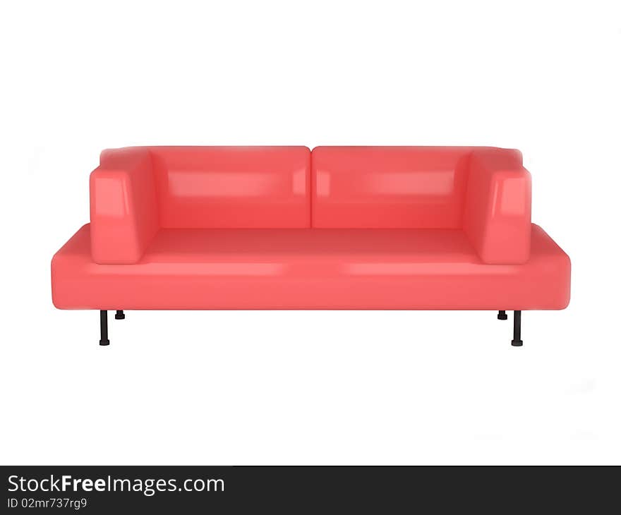 Modern red sofa, isolated on white