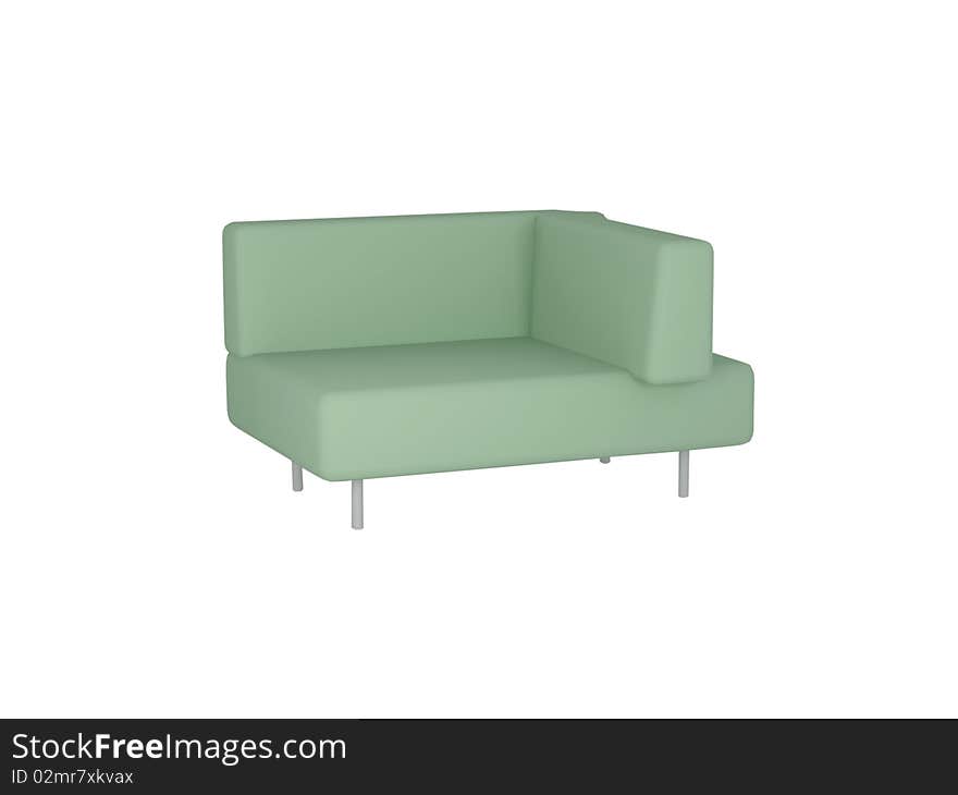 Green sofa isolated on white background