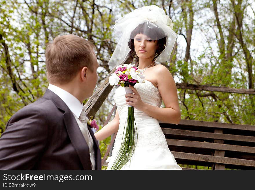 Young happy couple outdoor,wedding