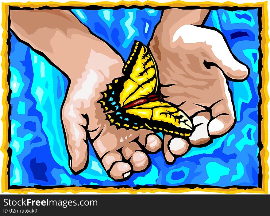 Hands And Butterfly.