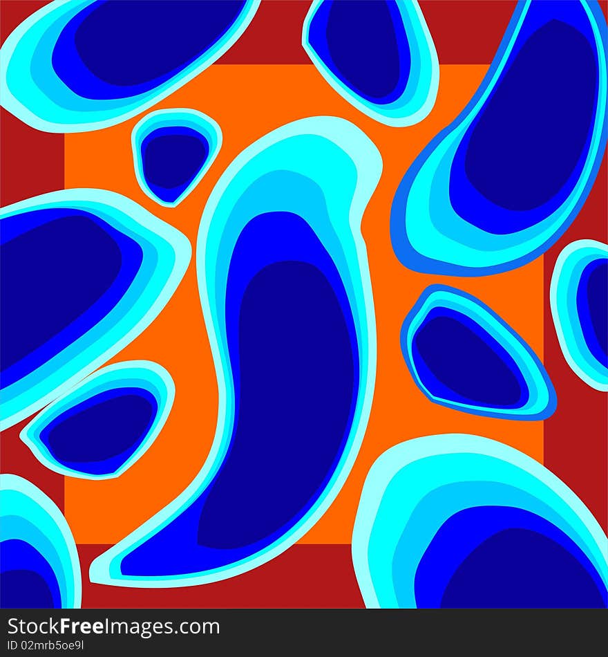 Multi-colored spots on the orange and red background. Multi-colored spots on the orange and red background.