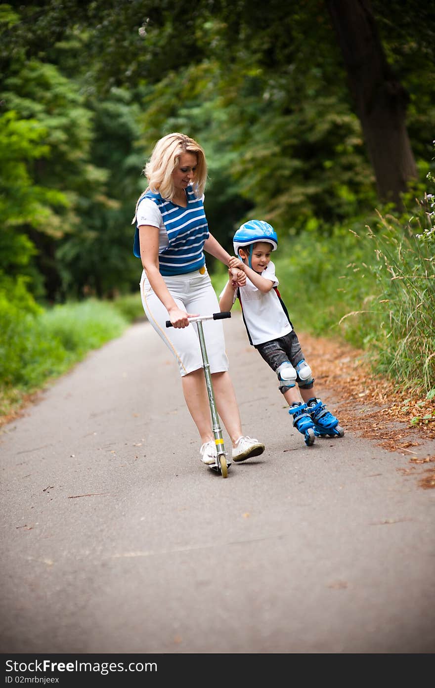 Mother and son  - first steps