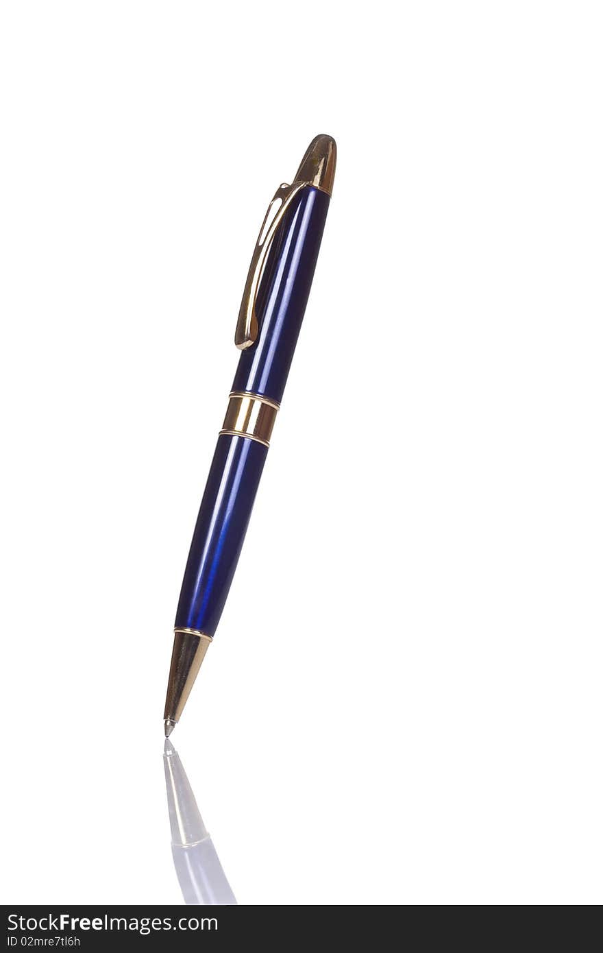 Standing blue shining pen