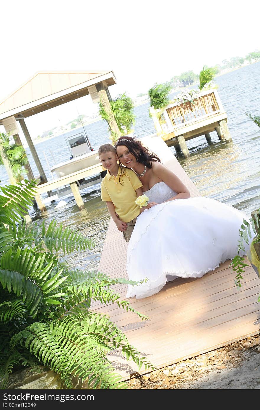 Happy mother and son on wedding day