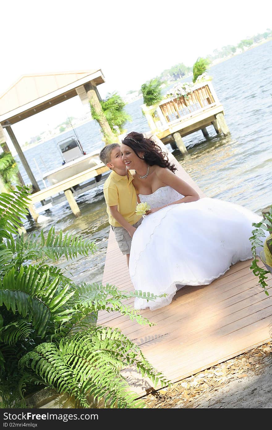 Bride receiving a kiss