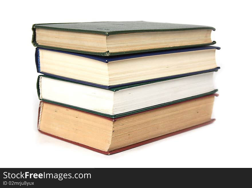 Stack of books hard cover isolated on white