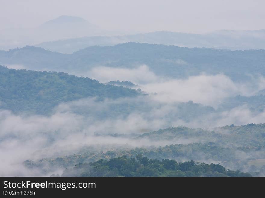 Cloud on mountain at viewpiont national park of Thailand