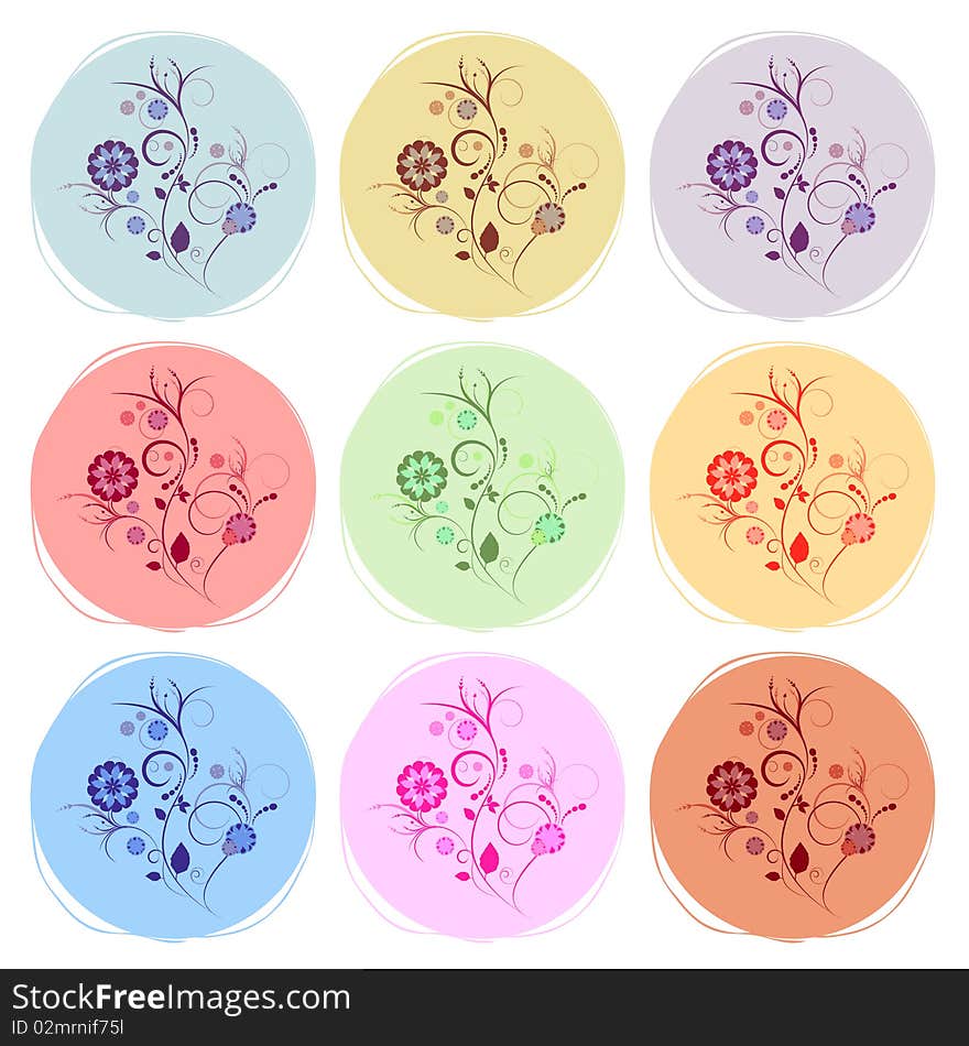 Set of floral design elements vector