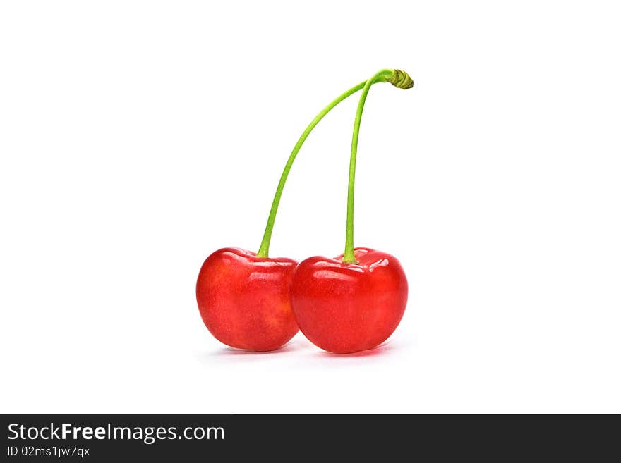 Perfect isolated fresh red cherry. Perfect isolated fresh red cherry