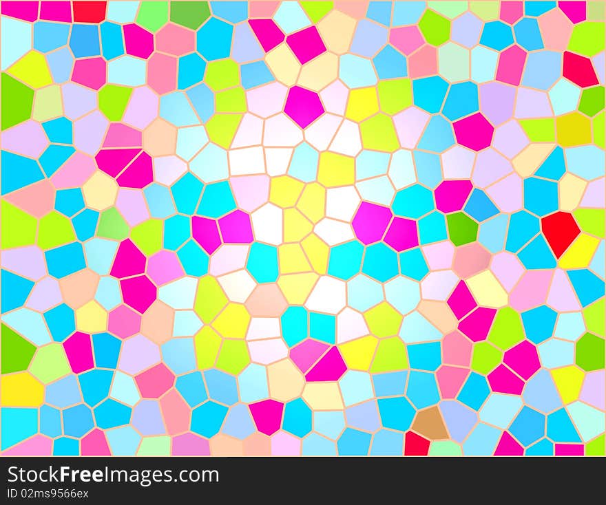 Stained glass. Purple, blue,green, yellow and  white abstract background. Colors illustration