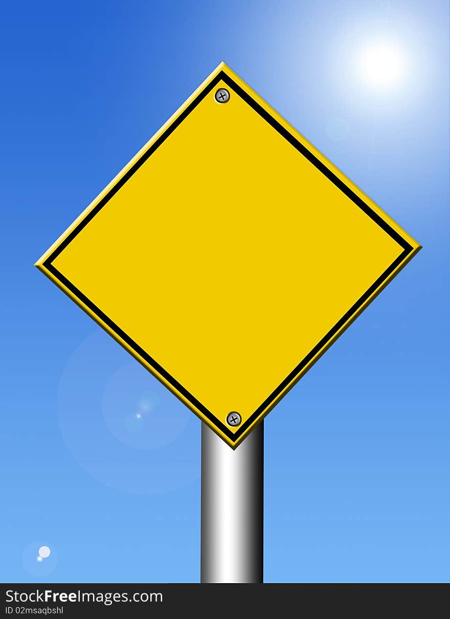 Yellow signal over blue and light background. Illustration